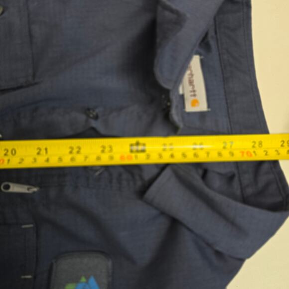 Carhartt, Mens Blue Button Up work shirt with Vented Sleeves, Lg - Picture 8 of 9